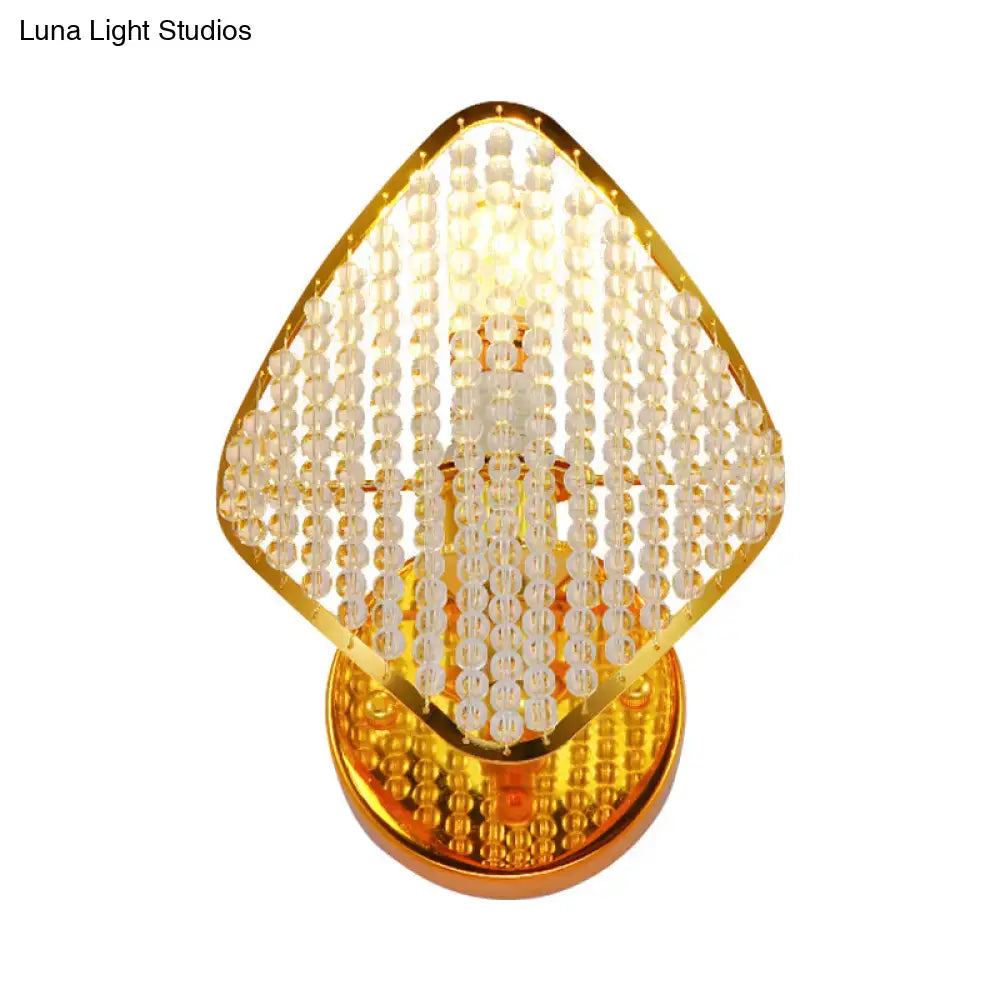 Modern gold rhombus wall light with clear crystal beads cascading design suitable for 110v-120v 220v-240v bedroom sconce