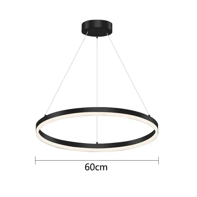 Modern black circular led ceiling lamp with sleek design 60cm diameter decorbites gold ring pendant for dining room