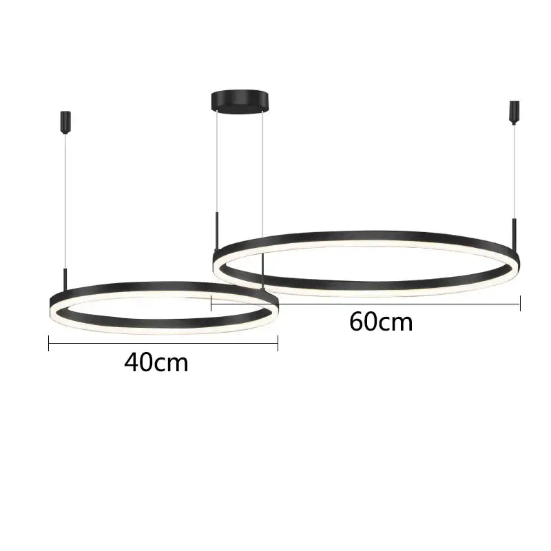 Modern black circular led pendant ceiling lamp with illuminated inner rings for decorbites gold ring pendant use