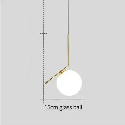 Modern gold ring pendant light with frosted glass sphere 15cm and gold-toned metal frame by decorbites gold ring