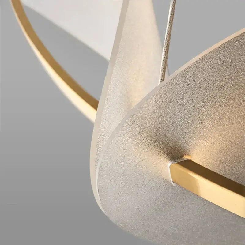 Modern gold ring white acrylic petal pendant light with frosted glass shades and polished gold metal accents for dining room decorbites gold ring