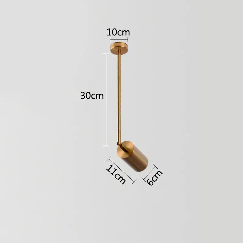 Modern gold rotating led spotlights dining room pendant light with a sleek cylindrical shade and slender rod design