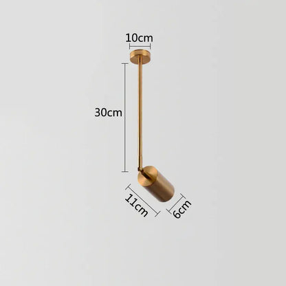 Modern gold rotating led spotlights dining room pendant light with a sleek cylindrical shade and slender rod design