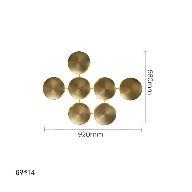Modern gold round led wall lamp with brass circular geometric design for minimalist living room decorbites gold round wall lamps