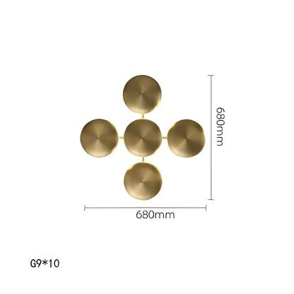 Modern gold round led wall lamps decorbites gold round brass wall art with five circular discs in a cross pattern