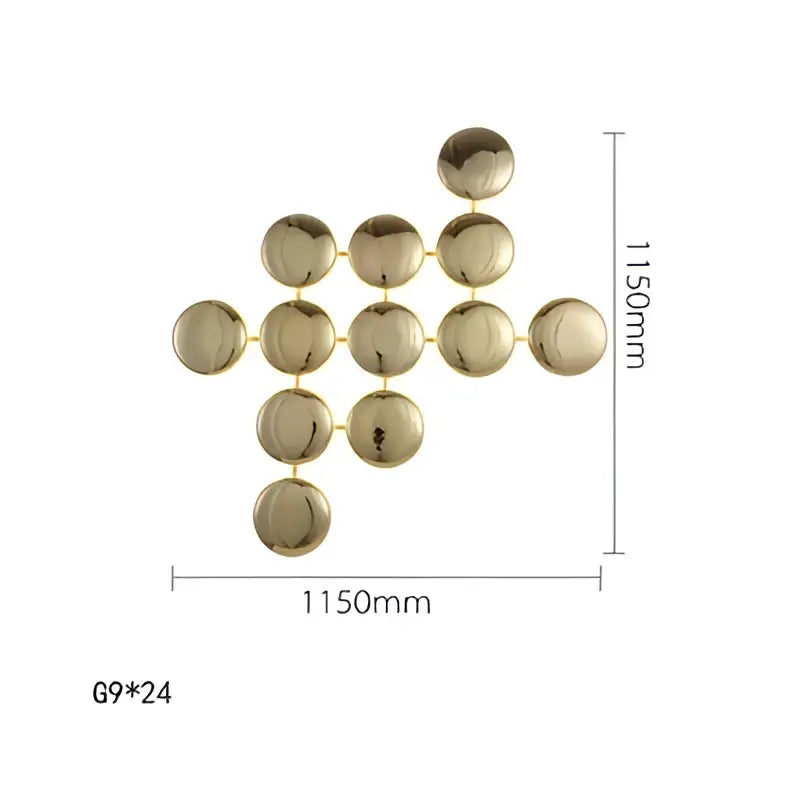 Modern gold round led wall lamps featuring gold-colored spherical metallic decorbites gold round art for living room decor