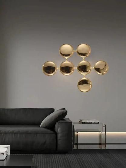 Modern gold round led wall lamps with a gold-toned spherical design for minimalist living room decorbites wall lamps