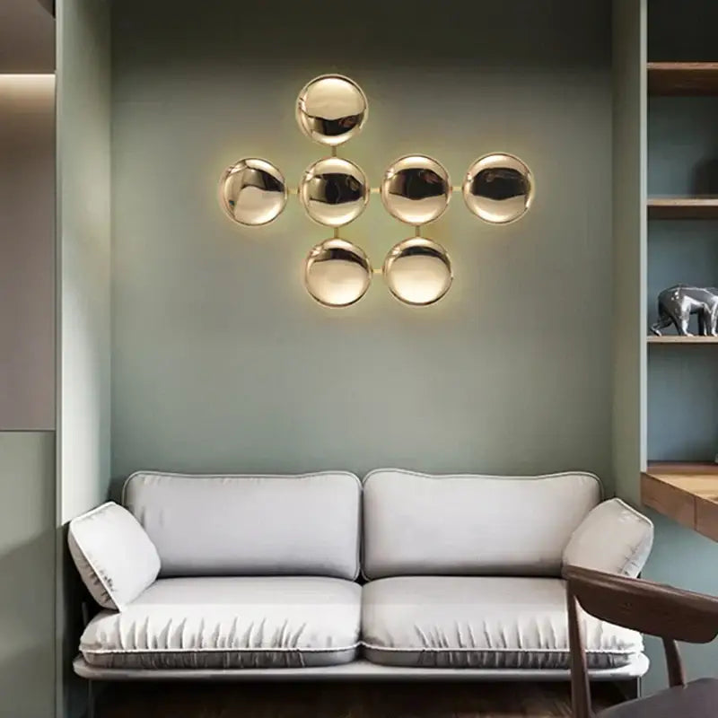 Modern gold round led wall lamps feature a gold-toned spherical design perfect for living room decorbites wall lamps