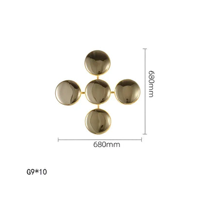 Modern gold round led wall lamps featuring gold-toned spherical wall fixture with five polished spheres for decorbites gold round decor