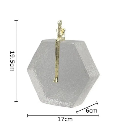 Modern gold runner crystal sculpture abstract statue with translucent hexagonal resin base for living room decorbites crystal sculpture