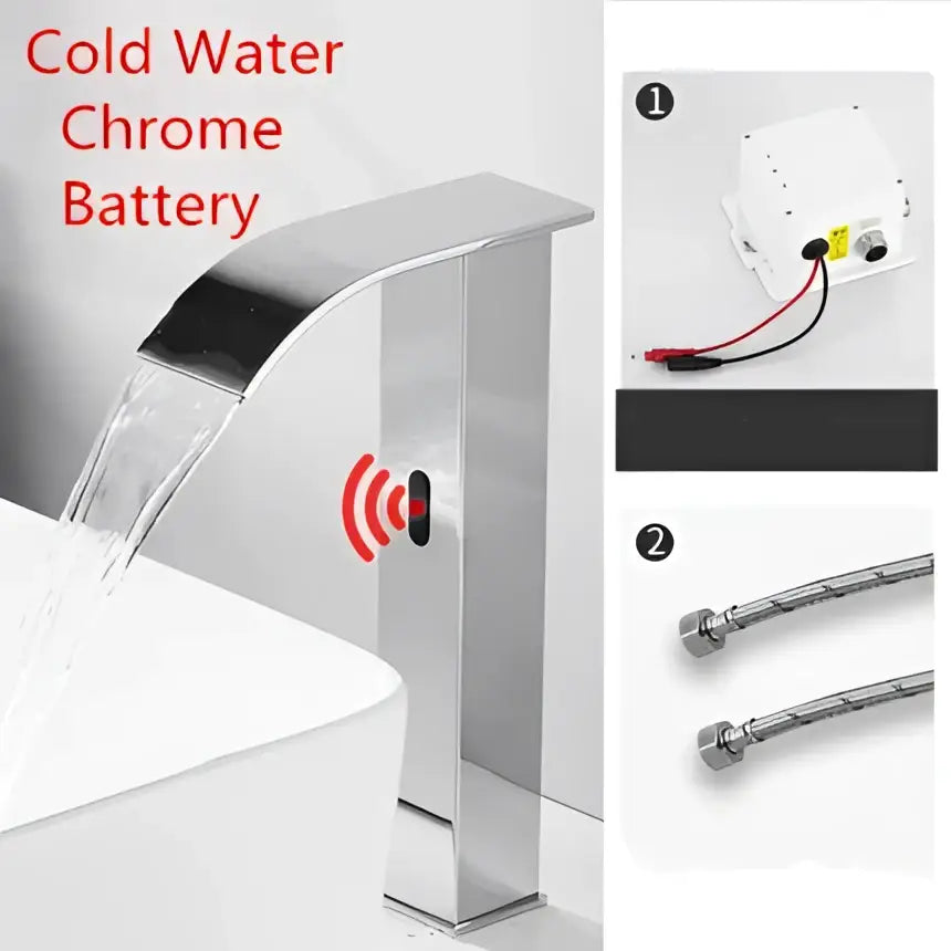 Modern gold sensor waterfall basin faucet with chrome finish sleek design and integrated decorbites gold sensor technology
