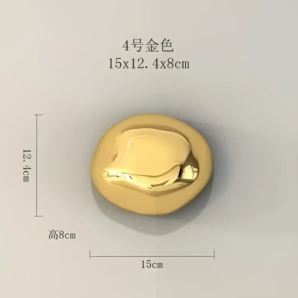 Golden smooth oval 4-numbered button with polished metallic finish for modern stone wall ornaments living room decor