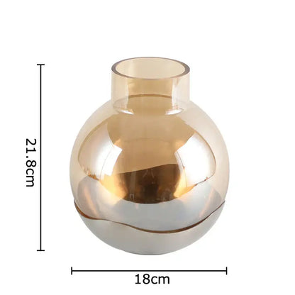 A sleek translucent amber glass vase with rounded body and narrow neck for modern gold and silver decorbites amber glass decor