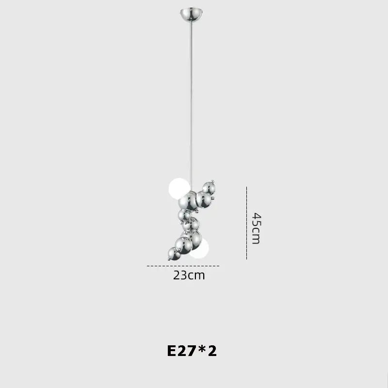 Modern gold and silver dimmable led hanging pendant light with chrome-finished spherical bulbs for dining room decorbites dimmable led