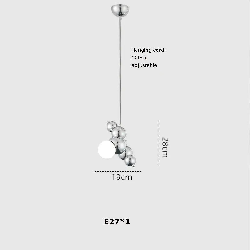 Modern chrome pendant light with spherical bulbs and adjustable 150cm cord for decorbites dimmable led hanging use