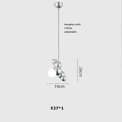 Modern chrome pendant light with spherical bulbs and adjustable 150cm cord for decorbites dimmable led hanging use