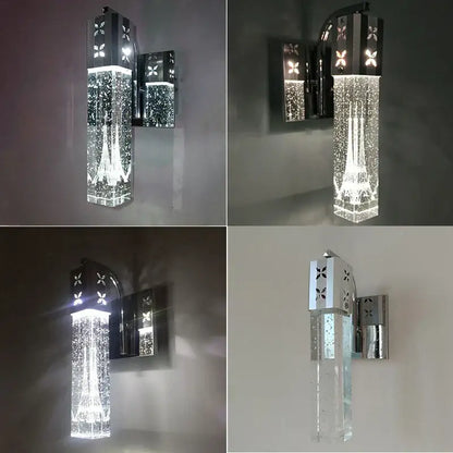 Clear acrylic wall sconce with glittery interior and silver floral accents for modern gold silver bubble crystal led pendant lights