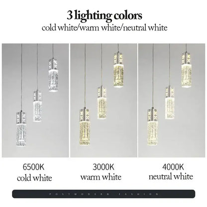 Modern gold and silver eiffel tower bubble crystal led pendant lights with sleek rectangular metallic frames and crystal led pendant design