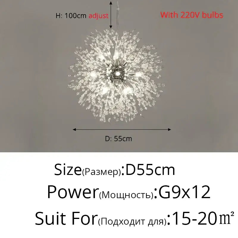 Modern gold silver led crystal chandelier featuring a silver led crystal dandelion design with 12 g9 bulbs for living room decorbites gold silver