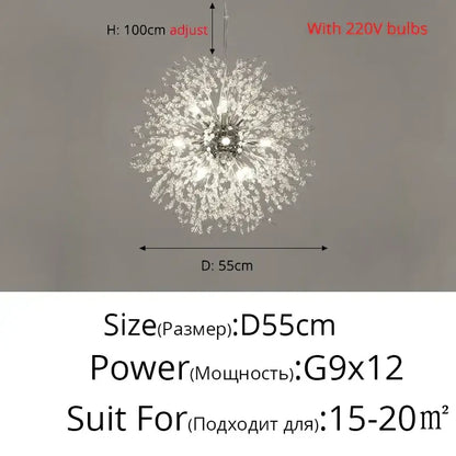 Modern gold silver led crystal chandelier featuring a silver led crystal dandelion design with 12 g9 bulbs for living room decorbites gold silver
