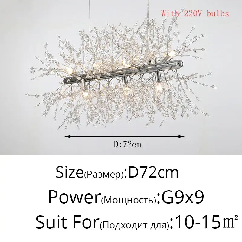 Silver led crystal chandelier with silver chrome finish and delicate branches for modern decorbites gold silver lighting
