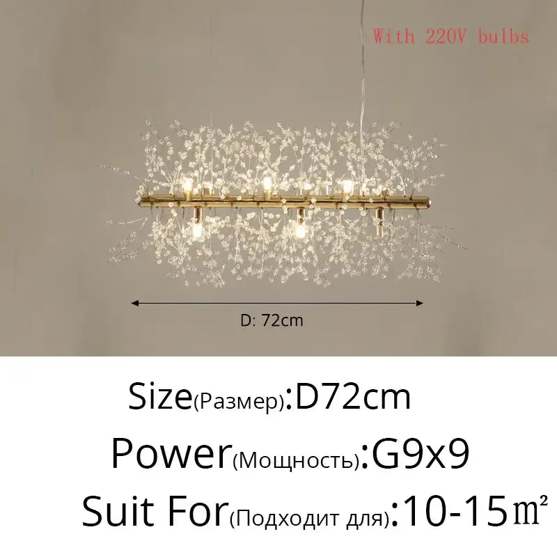 Modern gold silver led crystal chandelier with gold-toned rectangular frame and nine G9 bulbs for living room decorbites gold silver