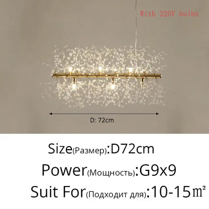 Modern gold silver led crystal chandelier with gold-toned rectangular frame and nine G9 bulbs for living room decorbites gold silver