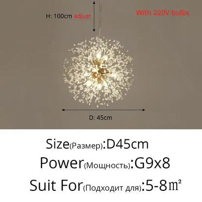 Modern gold silver led crystal chandelier with sparkling gold and clear crystal dandelion pendant for living room decorbites gold silver