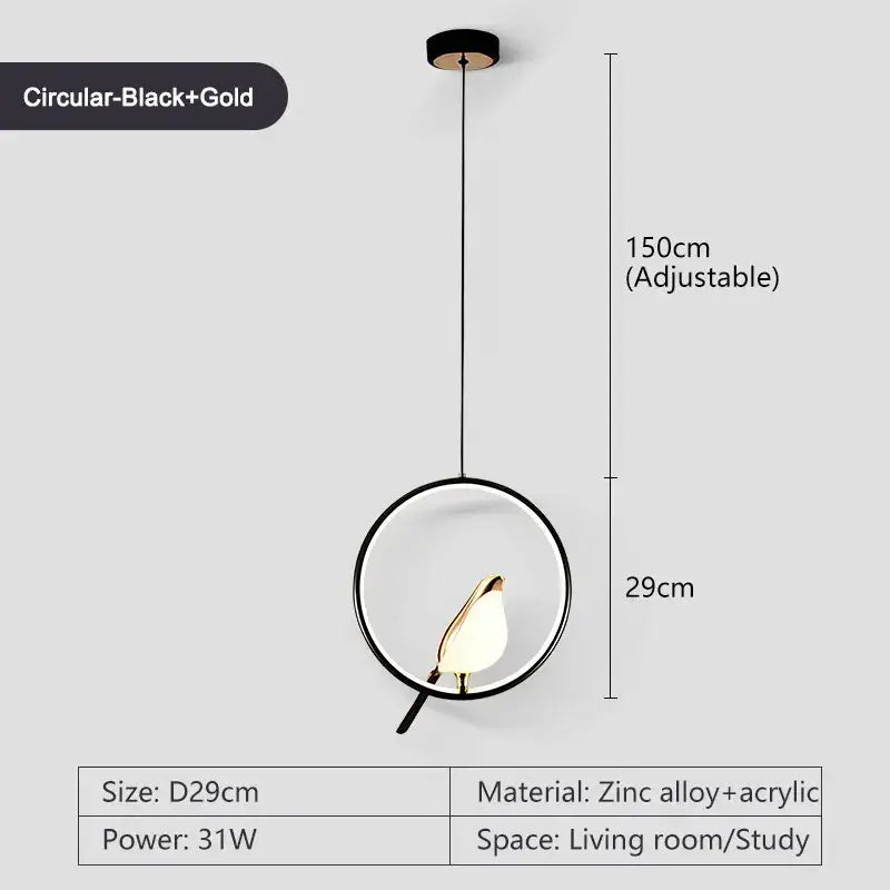 Modern black and gold pendant light with metallic finish and leaf-shaped acrylic shade featuring led bulbs for dining room