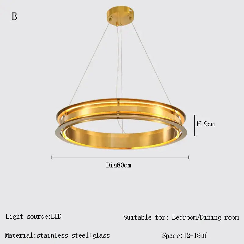 Modern gold and silver ring chandelier pendant light with gold finish stainless steel and glass decorbites gold ring design