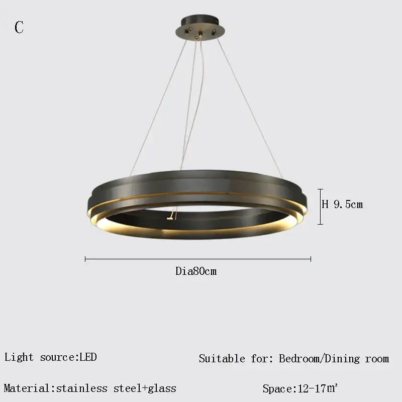Modern gold and silver ring chandelier pendant light with sleek black and gold stainless steel and glass decorbites gold ring design