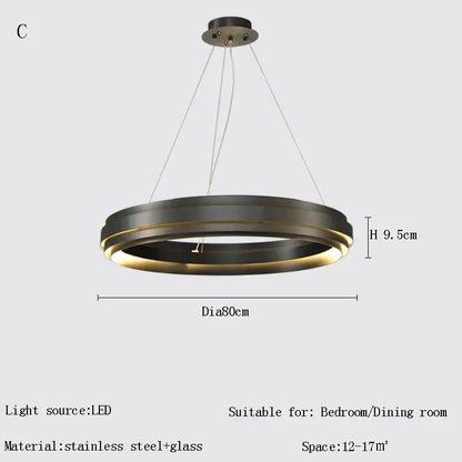Modern gold and silver ring chandelier pendant light with sleek black and gold stainless steel and glass decorbites gold ring design
