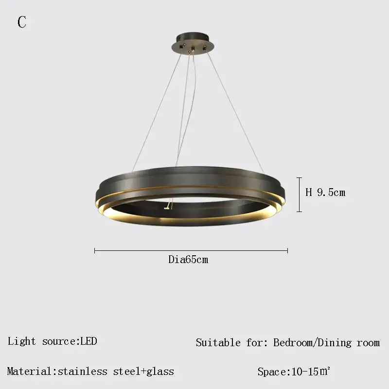 Modern gold and silver ring chandelier with black stainless steel frame gold led ring and glass accents decorbites gold ring
