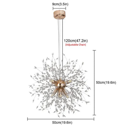 Rose gold and clear crystal sputnik pendant light with adjustable chain for modern gold and silver living room decorbites chandelier