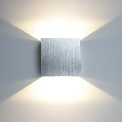 Silver brushed aluminum square wall sconce modern minimalist wall lamp for bedroom home decor wall lights