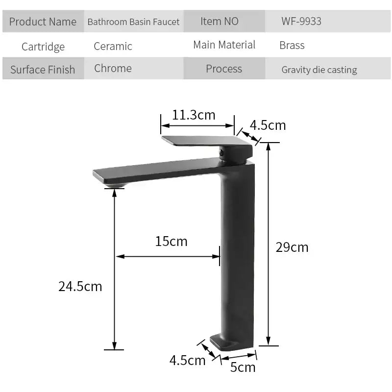 Modern black chrome-finished brass basin faucet with single handle and ceramic cartridge for decorbites gold single basin faucet