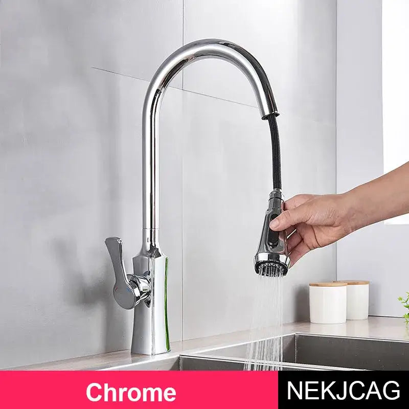 Modern gold single handle kitchen faucet with chrome finish sleek arched spout and pull out spray head decorbites gold single