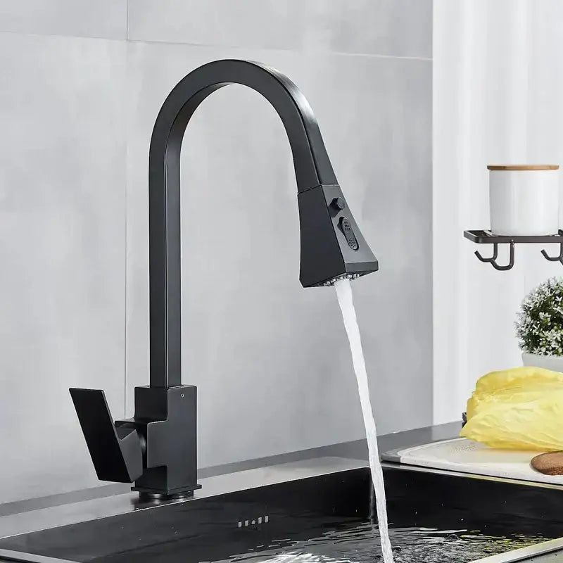 Black matte kitchen faucet with pull down spray head for decorbites gold single handle modern kitchen faucet design