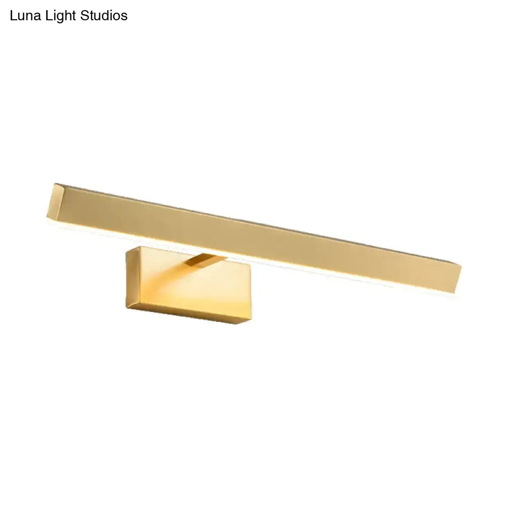 Gold-finished slim rectangle led wall light with modern design perfect for vanity lighting in bathrooms
