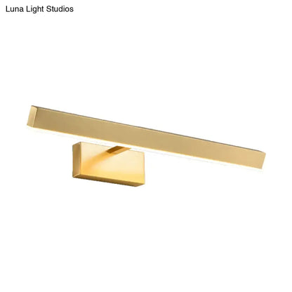 Gold-finished slim rectangle led wall light with modern design perfect for vanity lighting in bathrooms