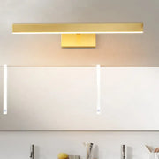 Modern gold slim rectangle vanity lighting wall light with gold-finished rectangular led design for bathroom use