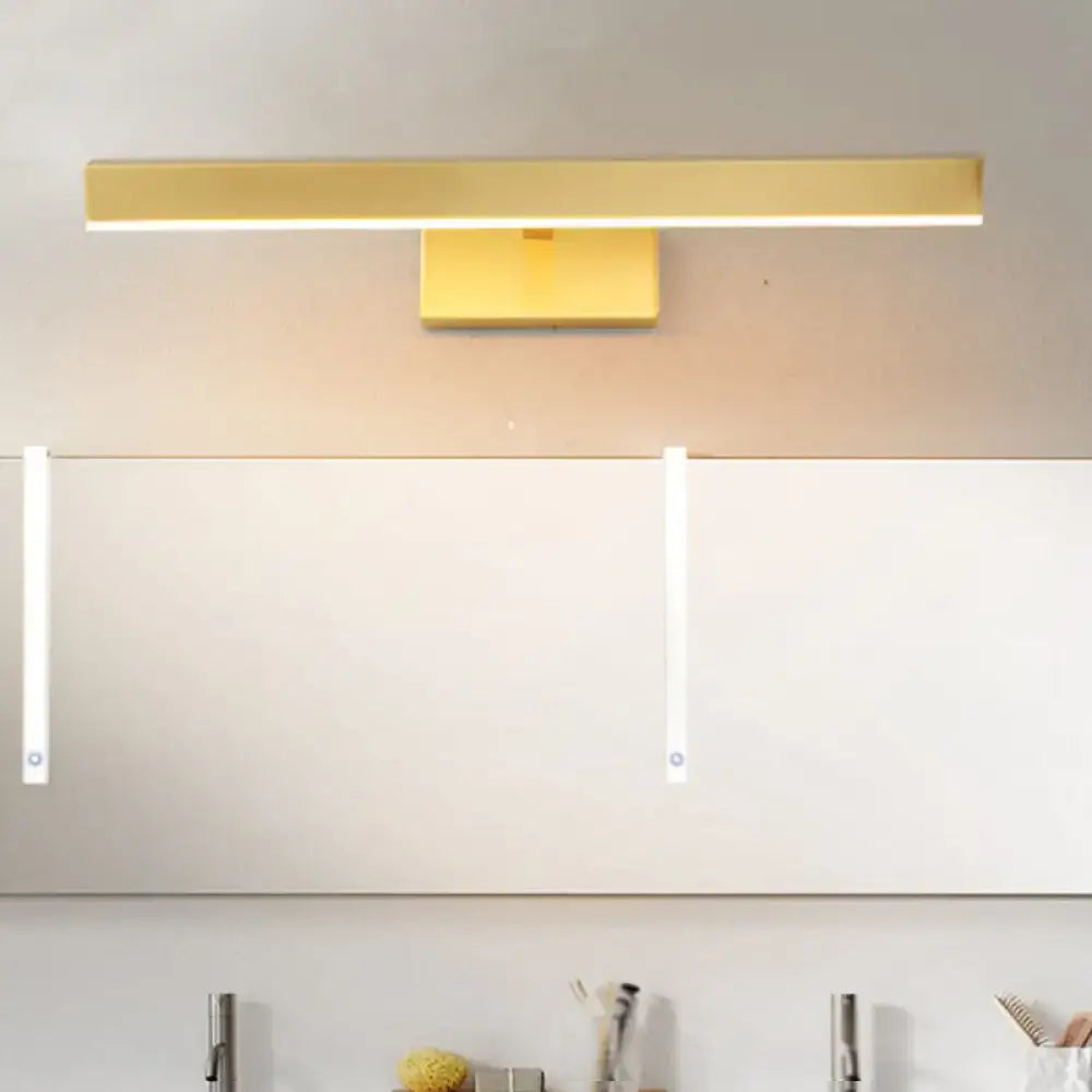 Modern gold slim rectangle vanity lighting wall light with gold-finished rectangular led design for bathroom use