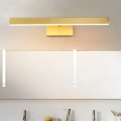 Modern gold slim rectangle vanity lighting wall light with gold-finished rectangular led design for bathroom use
