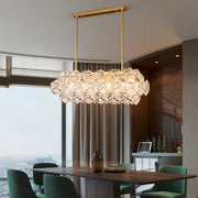 Gold-finished rectangular snowflake crystal pendant light with faceted elements for hanging island 220v-240v 110v-120v