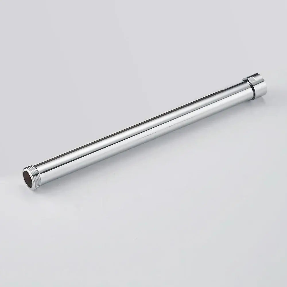 Modern gold solid brass extension tube arm with chrome finish and threaded ends for bathroom shower accessory