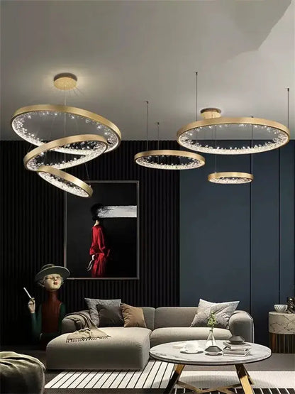 Modern gold spiral crystal led chandelier with decorbites crystal accents for dining room lighting decorbites crystal led