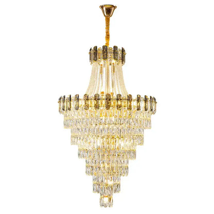 Modern gold spiral decorbites crystal chandelier pendant light with clear prisms and gold-toned metal accents