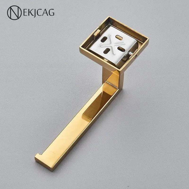 Modern gold square paper holder with gold-finished stainless steel and sleek wall mount for bathroom decorbites gold square