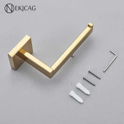 Modern gold square paper holder with gold finish and sleek design for bathroom wall mount decorbites gold square paper holder