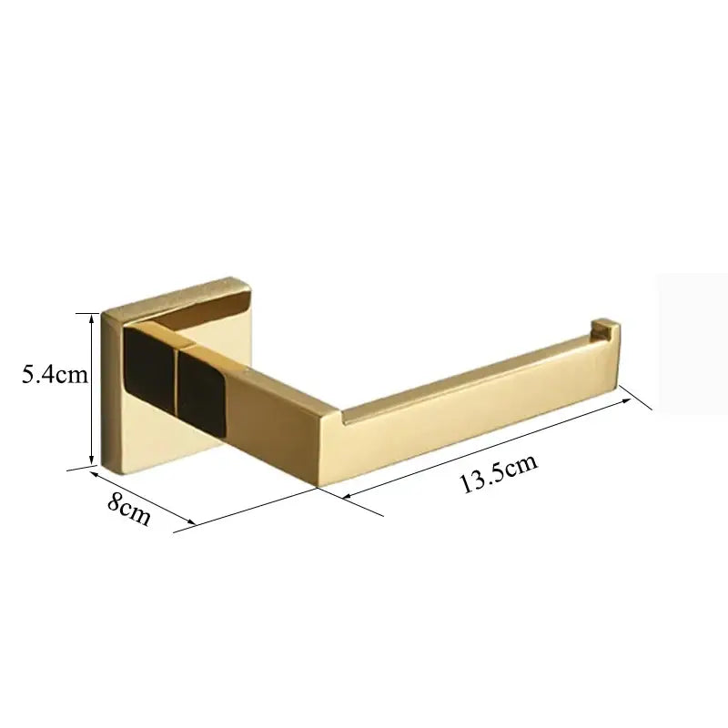 Modern gold square paper holder with gold finish and black accents for bathroom wall mount by decorbites gold square
